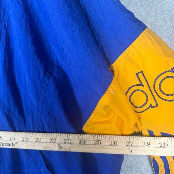 Adidas Mens Size XL Full Zip Front Hooded Jacket Blue Gold Quilted Lining - Picture 2 of 10